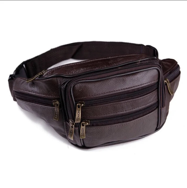 Men's Leather Waterproof Waist Bag - Multi-Functional Compact Phone Wallet & Cash Holder