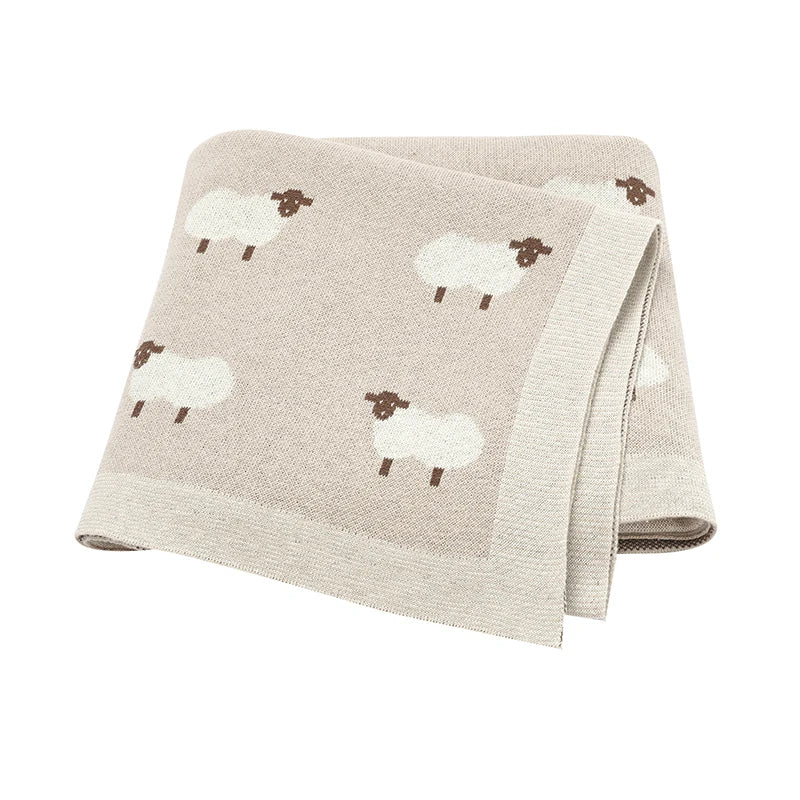 Baby Cotton Knitted Blanket 90x70cm β Newborn Swaddle Wrap for Boys & Girls, Stroller & Nursery Cuddle Quilt