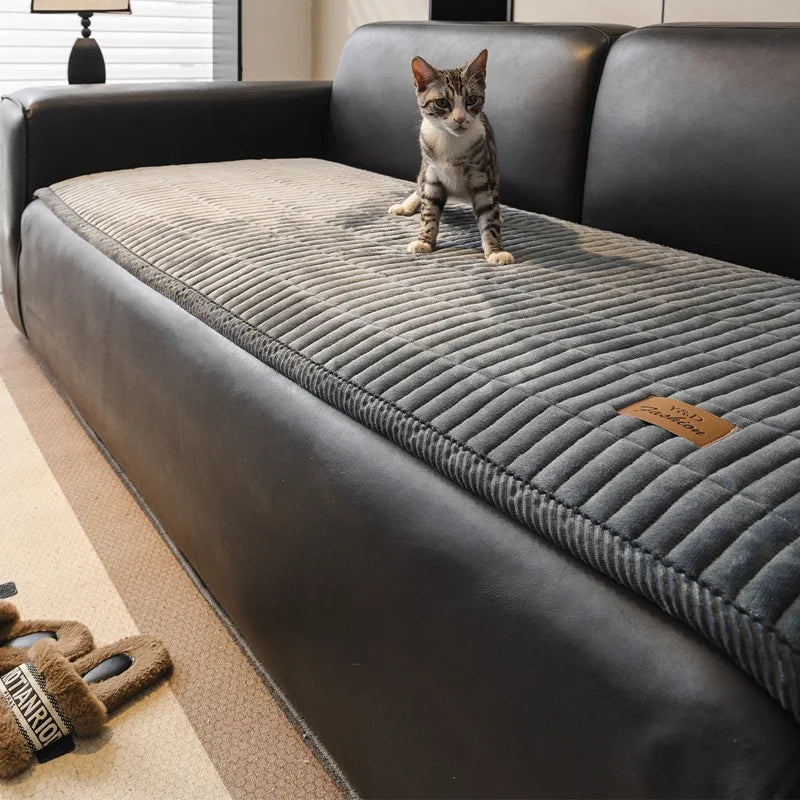 Flannel Sofa Cover - Thickened Non-Slip Couch Protector for Autumn & Winter