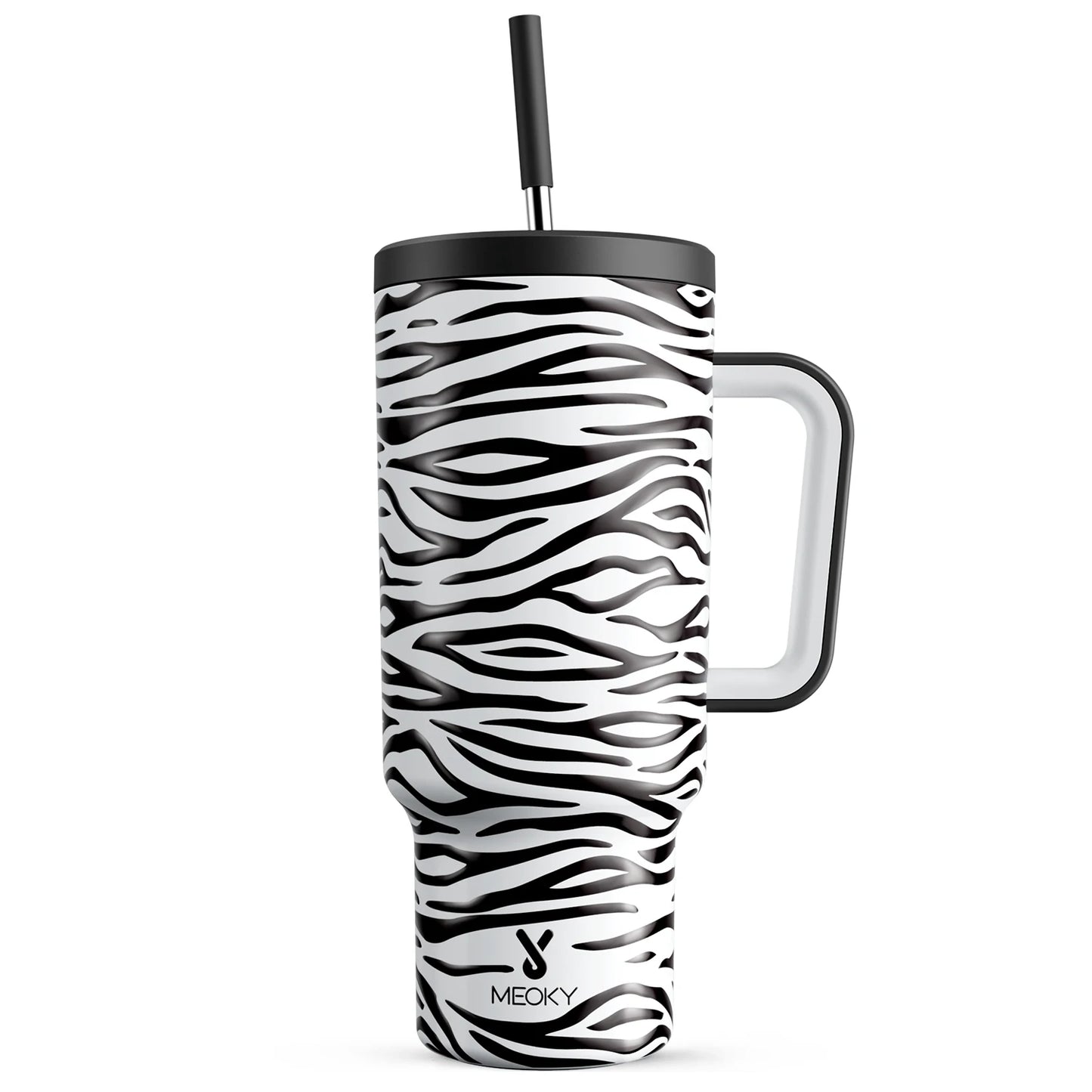 Meoky 40oz Mug Tumbler with Handle – Insulated Stainless Steel Tumbler with Lid & Straw, Coffee Thermos Cup, Heat Press Ready