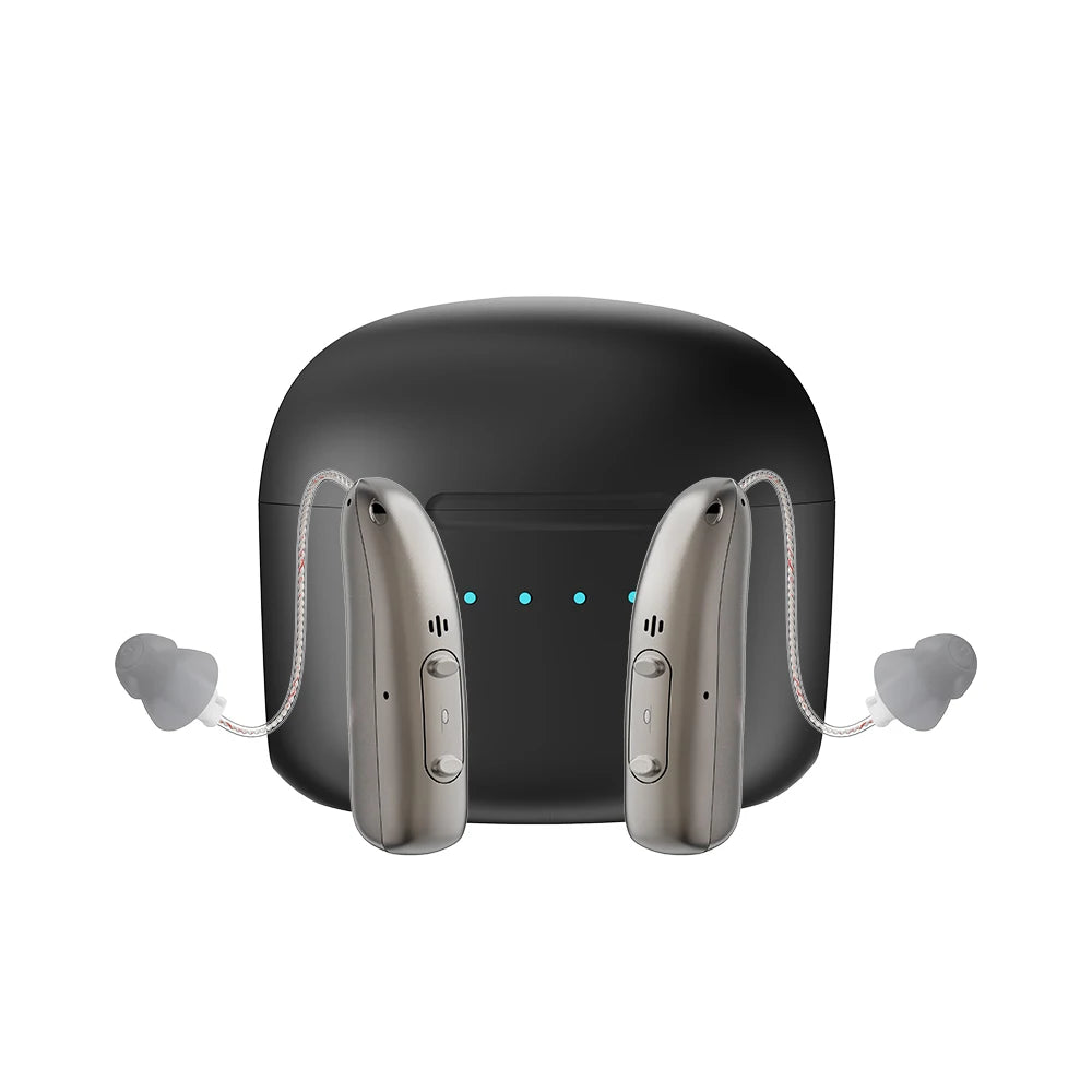 Rechargeable Digital BTE Hearing Aid - Adjustable Volume Portable Hearing Amplifier for Seniors & Adults