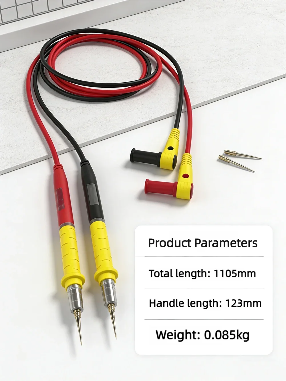Silicone Multimeter Test Leads - Universal Needle Tip Probe Wires with Heat & Cold Resistance