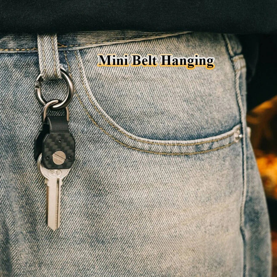 EDC Mini Key Organizer – Aluminum & Carbon Fiber Keychain Holder for Car Key Fob & Keys