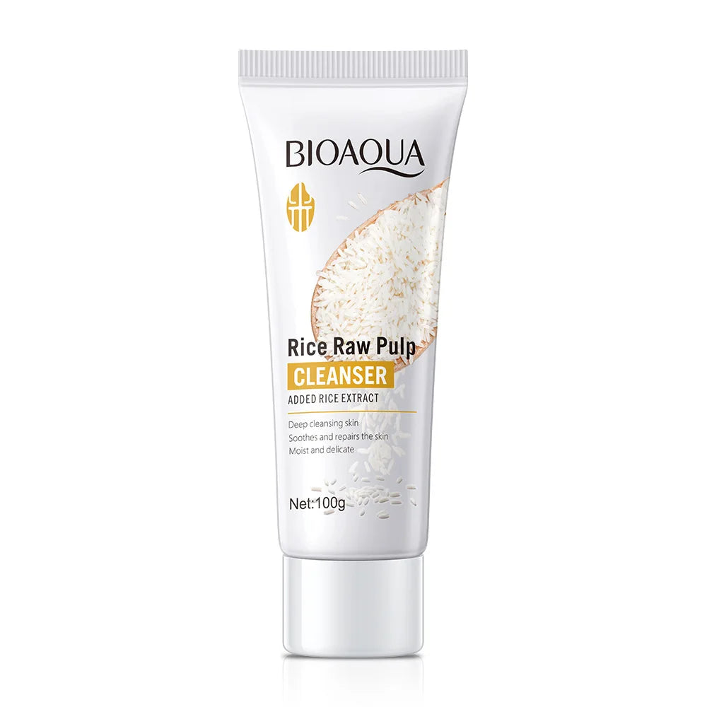 BIOAQUA Rice Extract Facial Cleanser Foam – Moisturizing Brightening Face Wash for Smooth, Rejuvenated Skin
