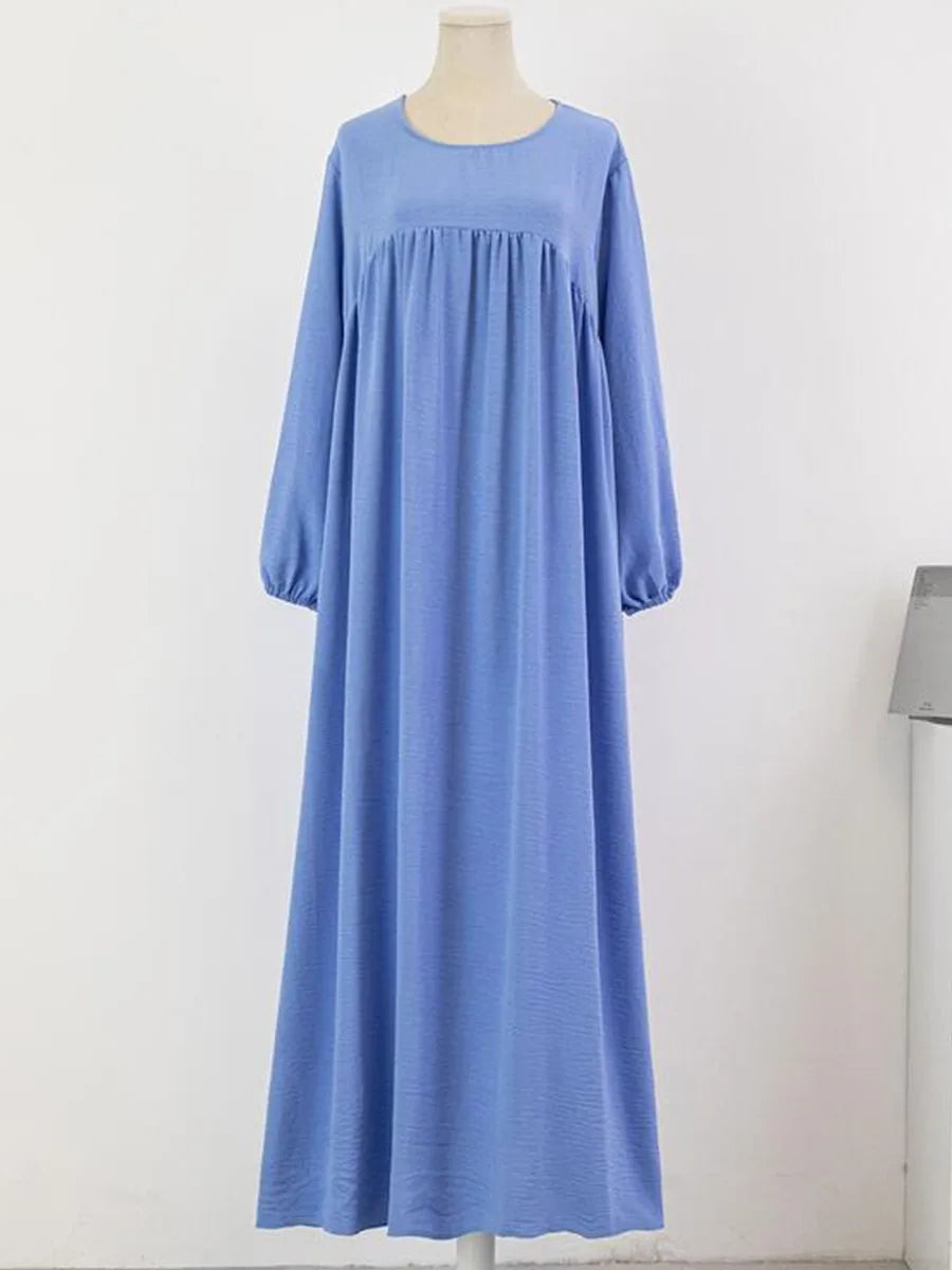 Muslim Women's Luxury Abaya Dress - Solid Color Modest Dubai-Style Kaftan for Ramadan & Special Occasions