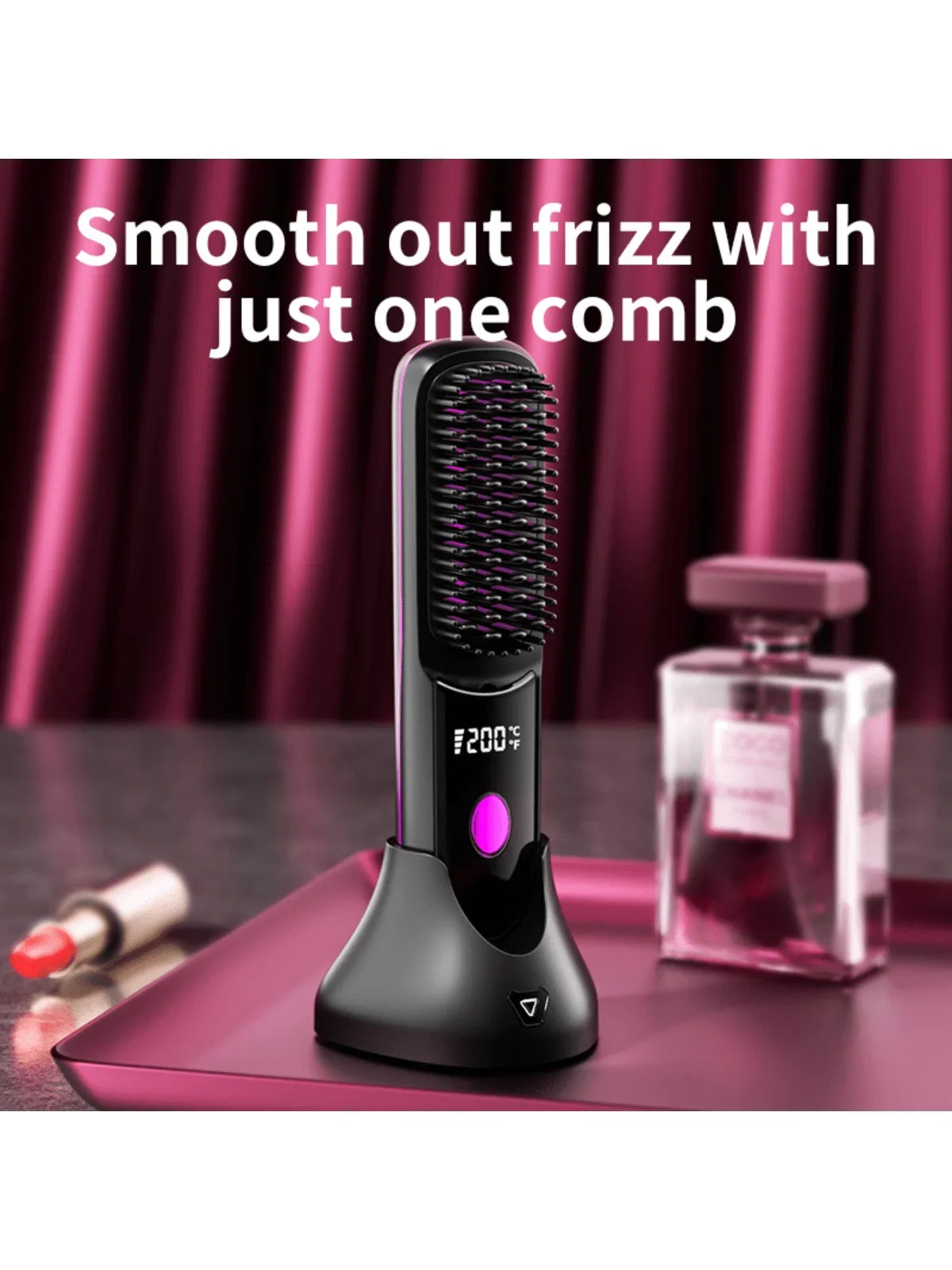 Wireless Negative Ion Hair Straightening Comb β Portable Straightener & Curling Tool