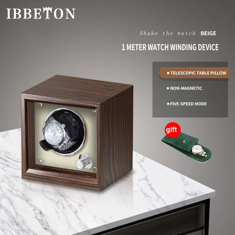 IBBETON Luxury Wood Watch Winder – High-End Automatic Watch Box (2/4/6 Slots) with Mabuchi Mute Motor & Storage Cabinet
