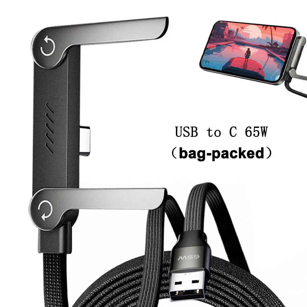 Foldable Charging Cable - 240W Fast Charging Cable with Integrated Phone Stand