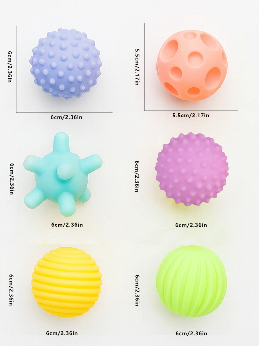 6Pcs Baby Sensory Balls - Montessori Teething & Early Learning Massage Water Toy Set