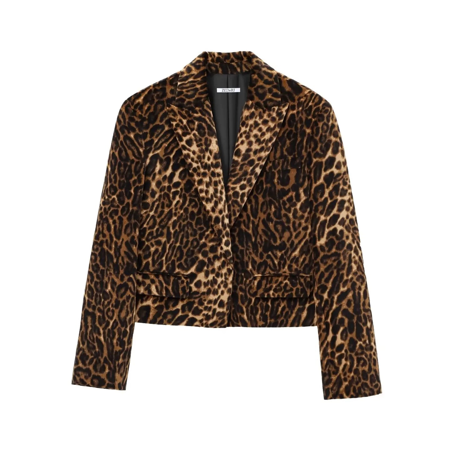 Women’s 2-Piece Leopard Print Skirt Suit – Long Sleeve Blazer Top & Mini Skirt Fashion Set