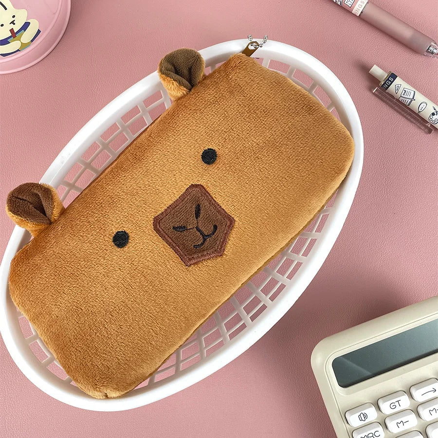 Cute Capybara Plush Pencil Case β Large Capacity Stationery & School Supplies Bag
