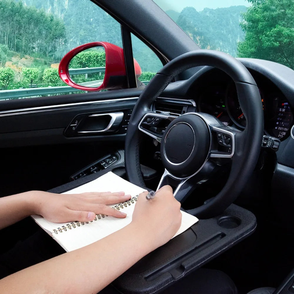 Portable Car Laptop Desk Mount - Steering Wheel Work, Food & Drink Tray Table for Travel Convenience