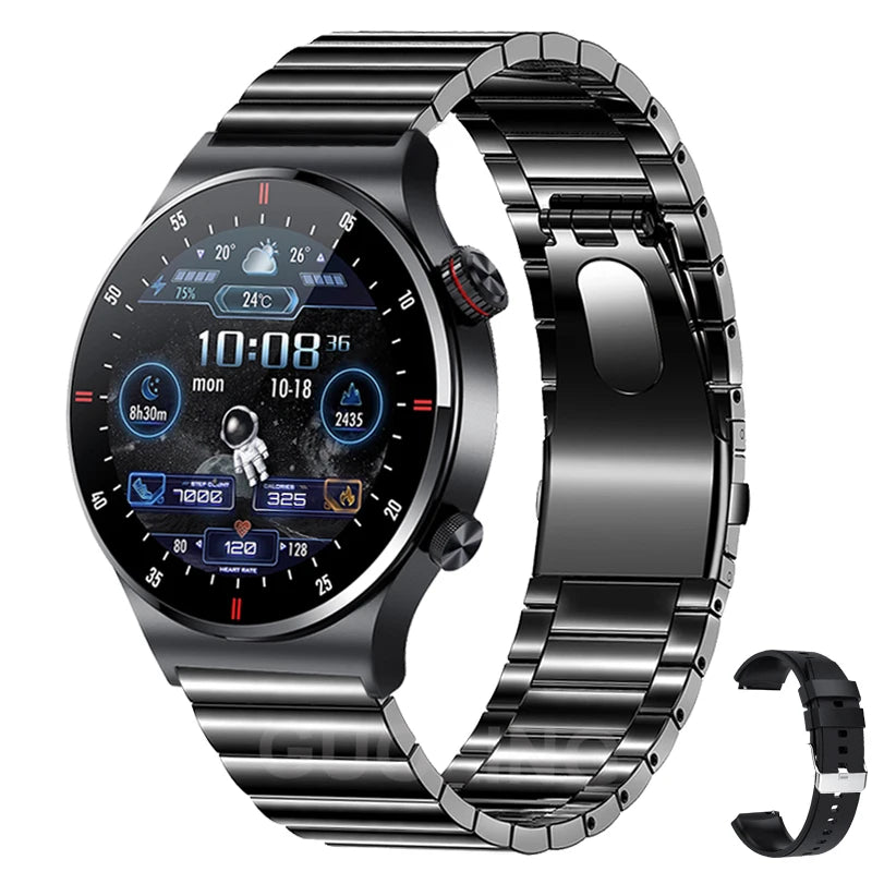 2024 GPS ECG+PPG Smartwatch for Men — Bluetooth Call Sports Bracelet with NFC, Waterproof, Custom Watch Face for iOS & Android