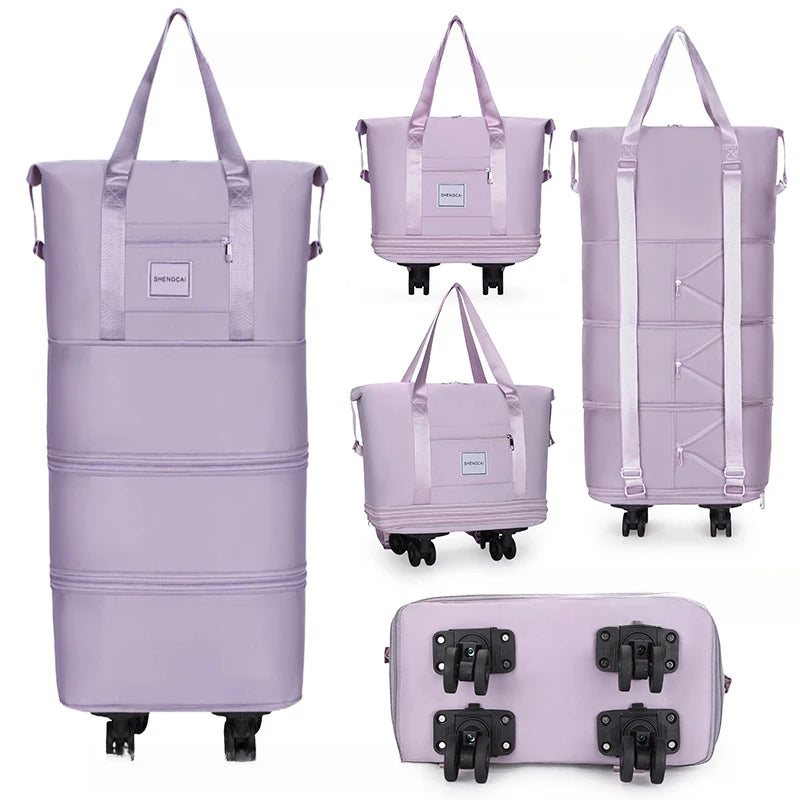 Large Capacity Travel Backpack with Wheels – Portable Double-Layer Luggage Bag, Universal Detachable Storage for Checked Travel