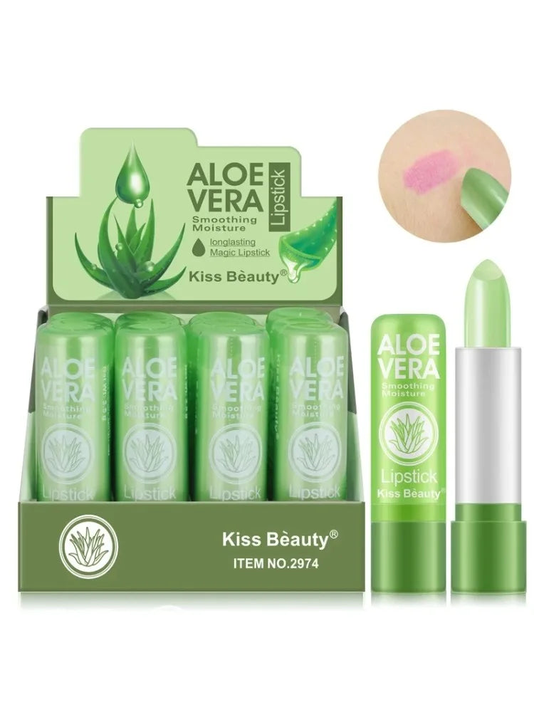 12pc Set Color Changing Aloe Vera Lip Balm – Moisturizing, Long-Lasting Tinted Lipsticks