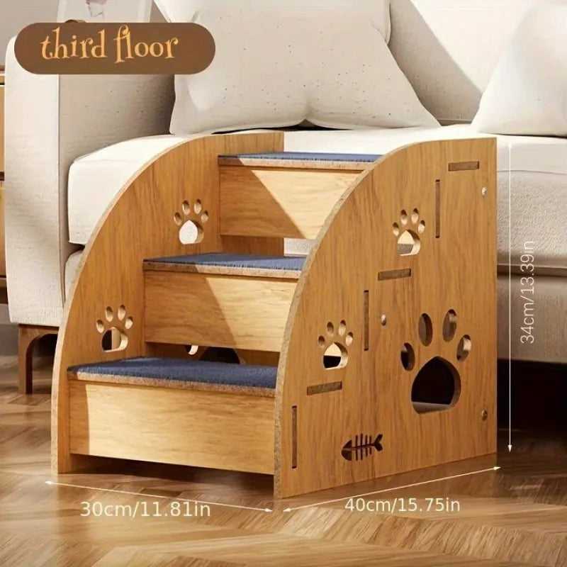 3-Tier & 2-Tier Wooden Non-Slip Pet Stairs for Dogs & Cats β Bed and Sofa Climbing Steps for Small & Medium Pets