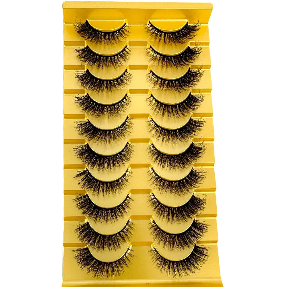 5/10 Pairs 3D Mink False Eyelashes – Wispy Handcrafted Full Strip Short Natural Lashes for Makeup