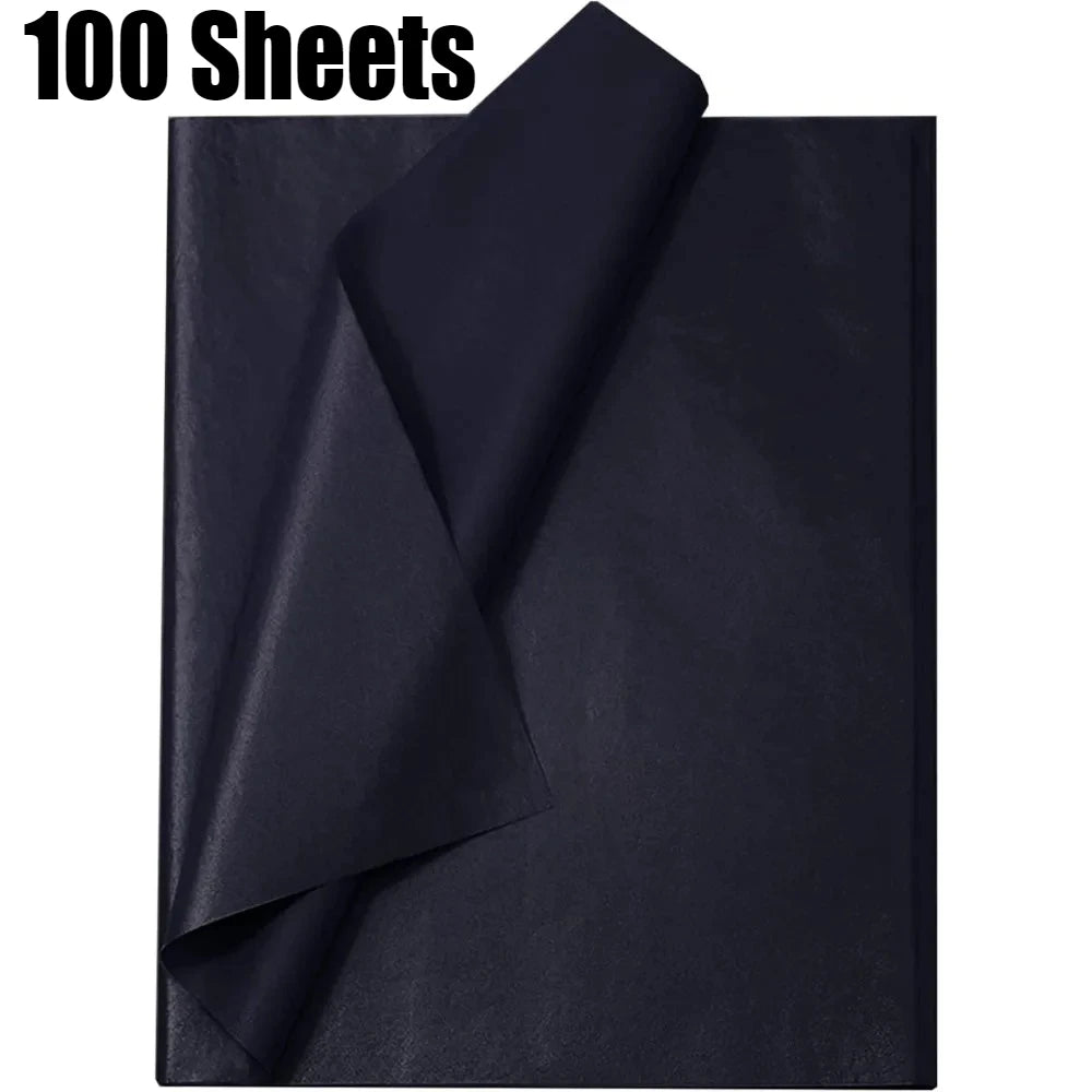 Black Tissue Paper Sheets - 10-100pcs Gift Wrapping Craft Paper for DIY Art and Flower Decoration