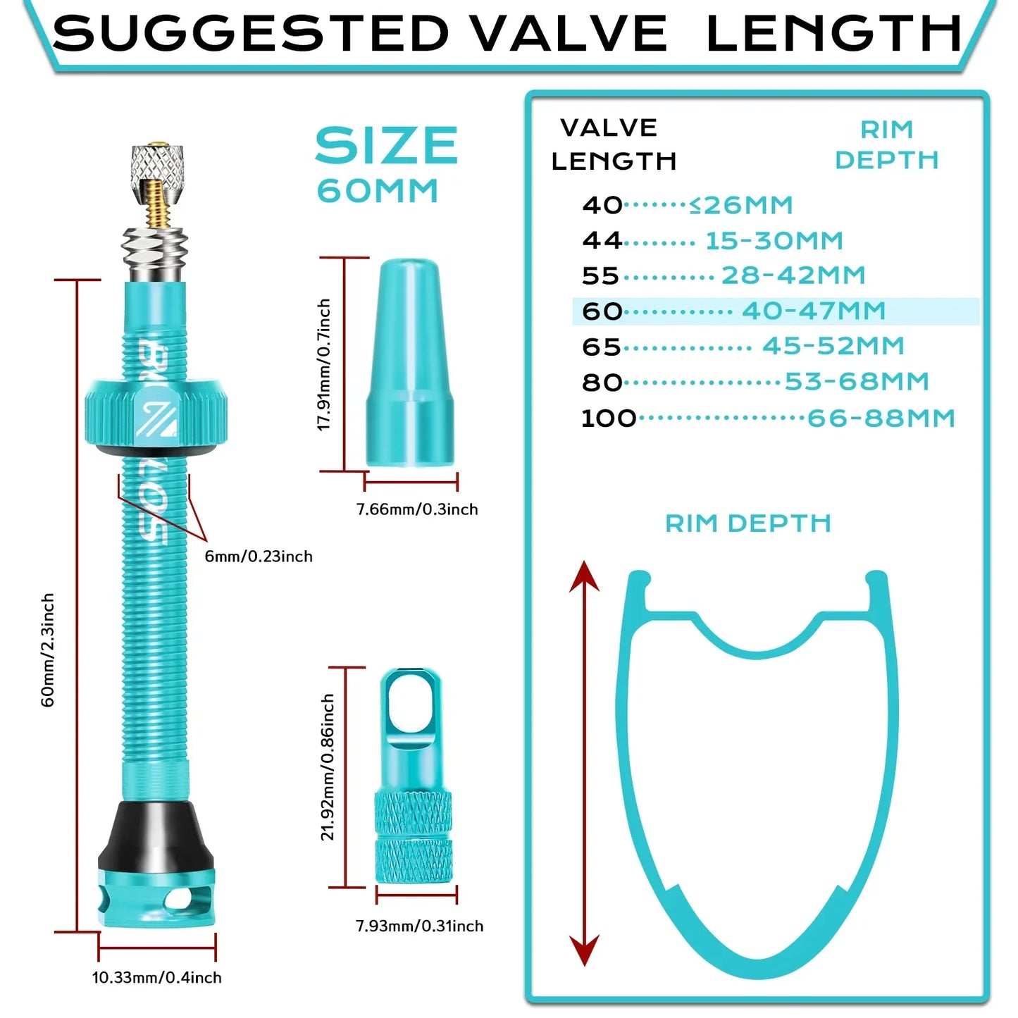 BUCKLOS Presta Tubeless Valve Stem 40/44/55/60mm — High-Quality Bike Tire Nipple for Road & MTB