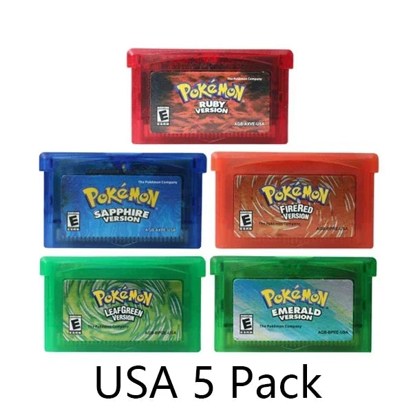 GBA Pokémon Game Cartridge – Emerald, FireRed, LeafGreen, Ruby & Sapphire USA Version for GBA/NDS