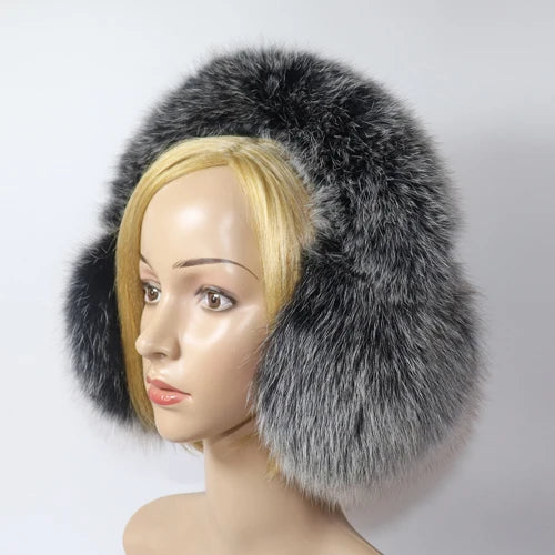 Real Fox & Raccoon Fur Earmuffs β Warm Winter Ear Warmer for Women and Girls, Plush Genuine Fur Accessory