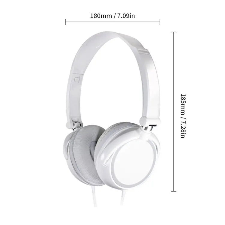 Wired 3.5mm Bass Stereo Headphones – Foldable with Microphone, Adjustable for PC, MP3 & Mobile Devices
