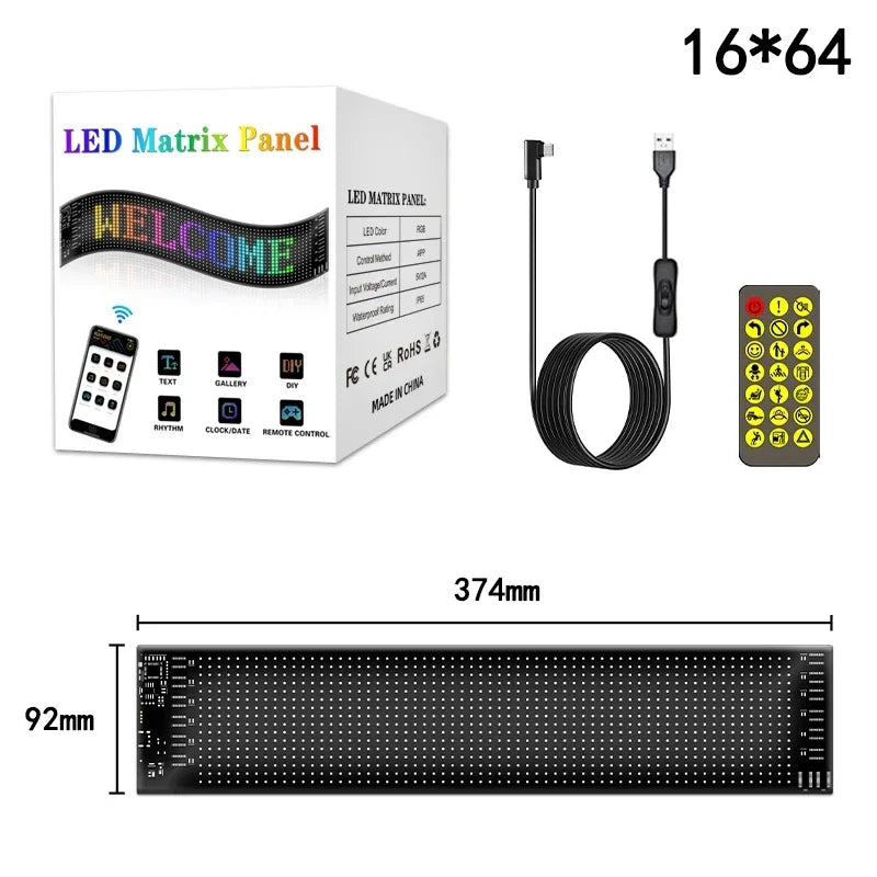 LED Matrix Pixel Panel β Scrolling Bright Advertising Sign with Flexible USB & Bluetooth App Control