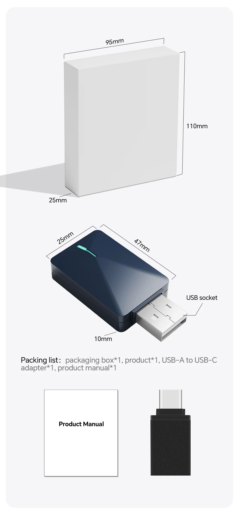 Mini U3 Smart Box for Mazda – Wireless CarPlay & Android Auto, Plug & Play with OTA Upgrade