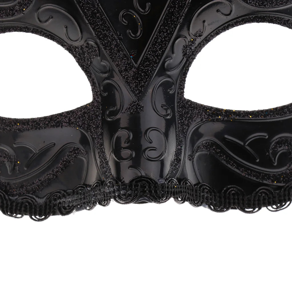 Black Lace Half Face Fox Mask – Venetian Masquerade Eye Mask with Tiara for Carnival & Party Wear