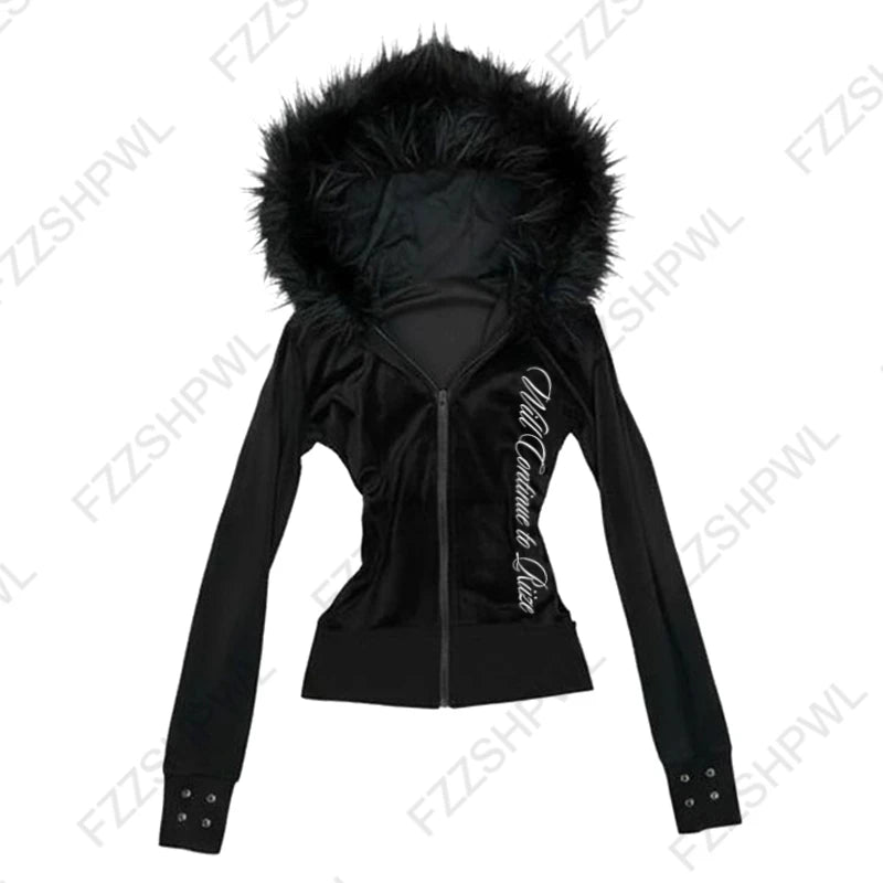 Harajuku Y2K Striped Hoodie - Women’s Slim Fit Grunge Punk Streetwear Cardigan
