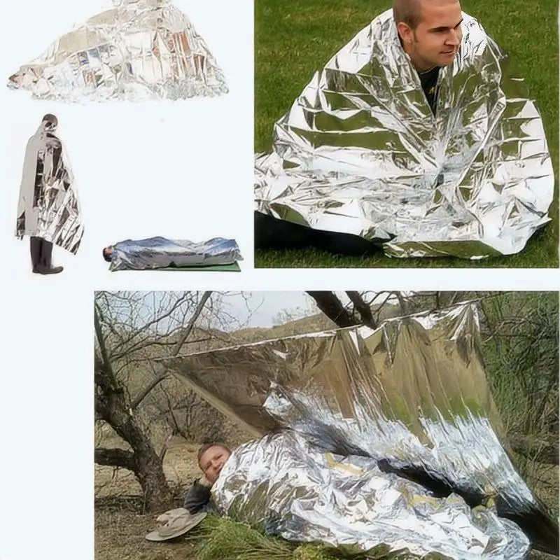 4 Pack Emergency Survival Blankets - Waterproof Windproof Thermal Foil Rescue Sheets for Camping, Hiking & First Aid Kit
