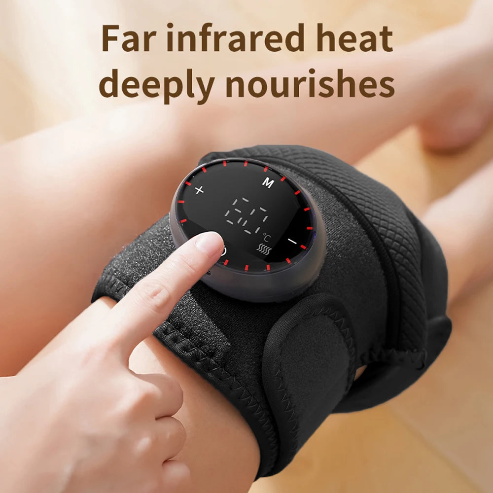 USB Heated Knee Massager - Far Infrared Joint Support Pad with 5-Level Heat and Massage Controls