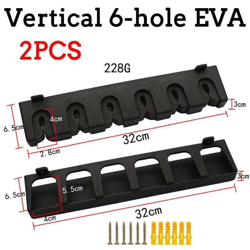4/2PCS Fishing Rod Holder Rack - Wall Mount Vertical Storage Organizer for Garage & Fishing Pole Collection
