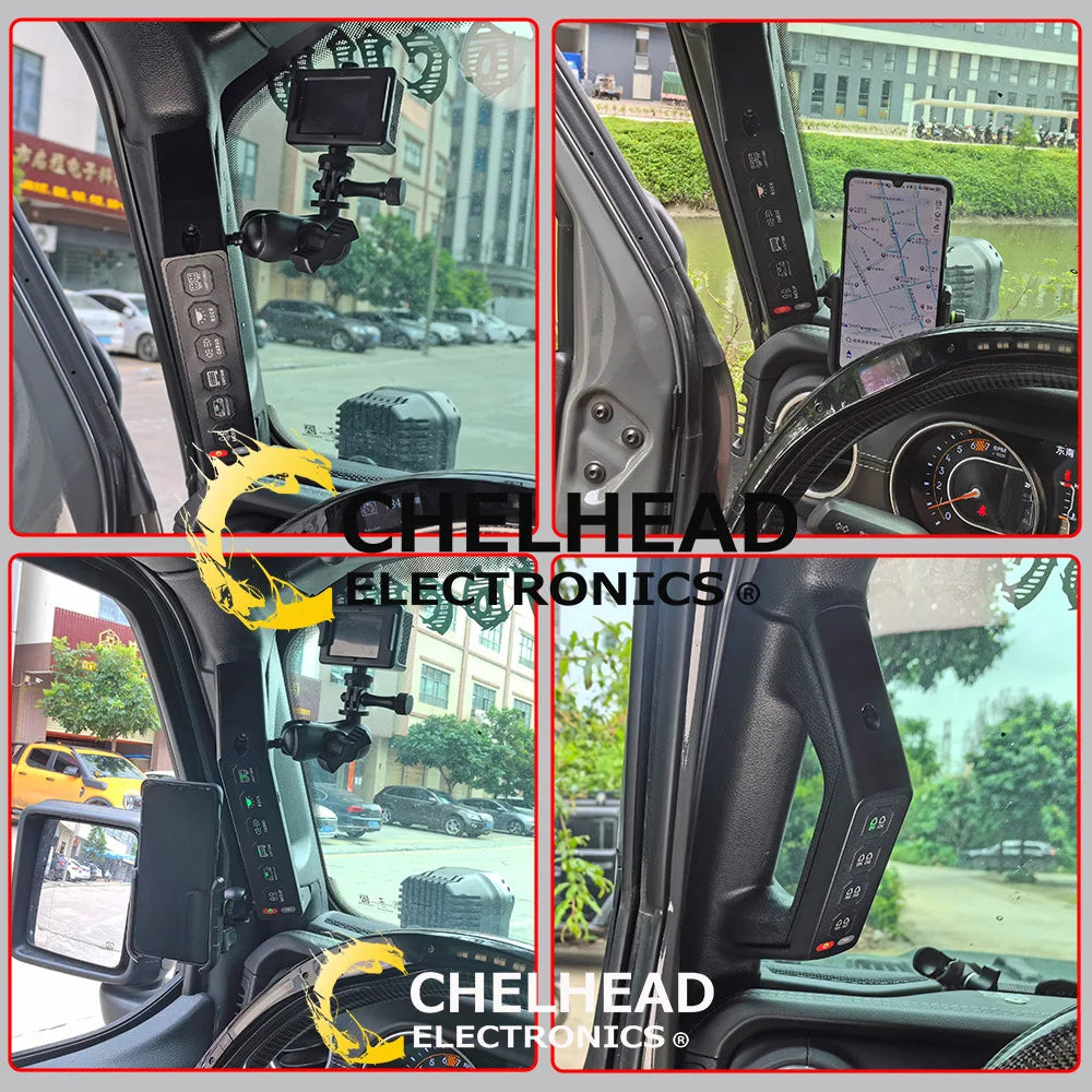 6-Gang Wireless Switch Panel - Grab Handle Control Panel for Jeep Wrangler JL 2018-2023 & Gladiator 2020-2023