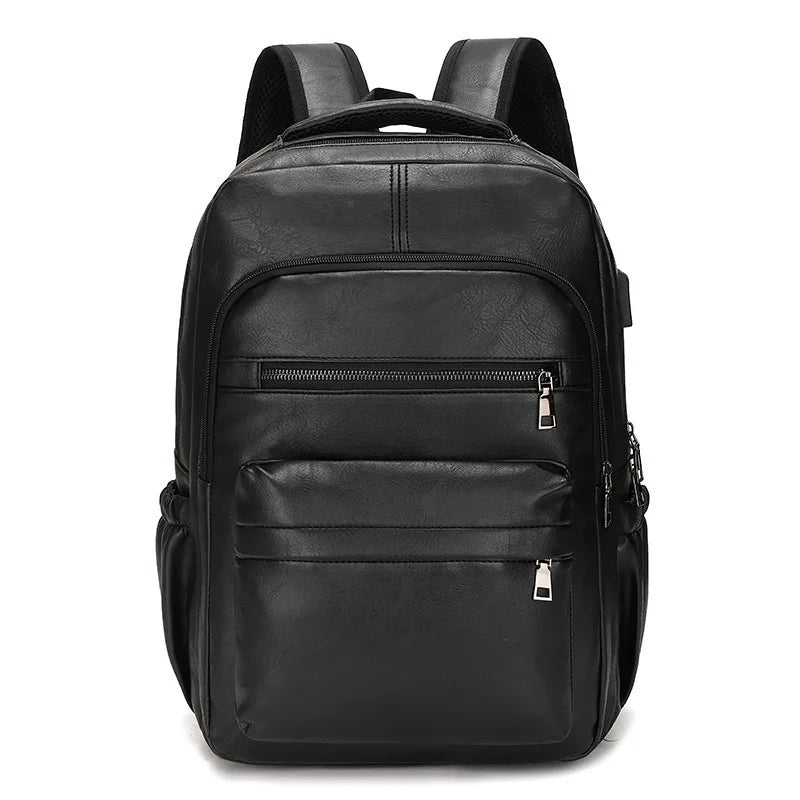 High-Quality USB Charging Backpack for Men β PU Leather Laptop Backpack for Teenagers & Boys, Large Schoolbag