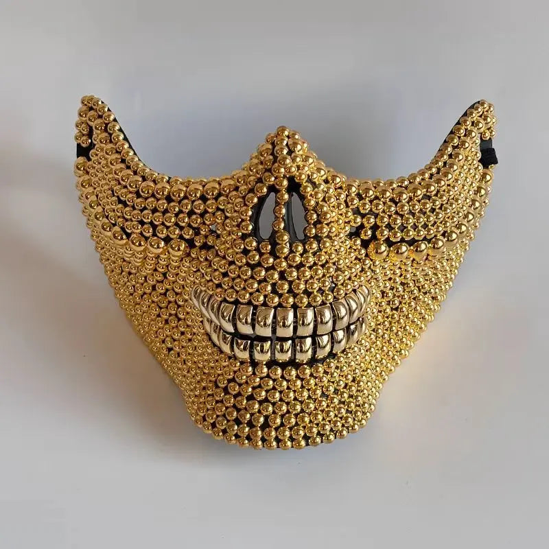 Ghost Rider Pearl Mask - Handmade Horror Half Face Halloween Carnival Mask