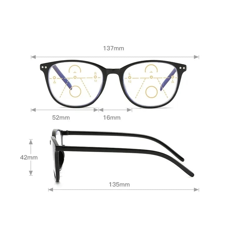 3-in-1 Progressive Multifocal Reading Glasses for Women – Easy Focus Eyeglasses for Near & Far Vision +1.0 to +4.0