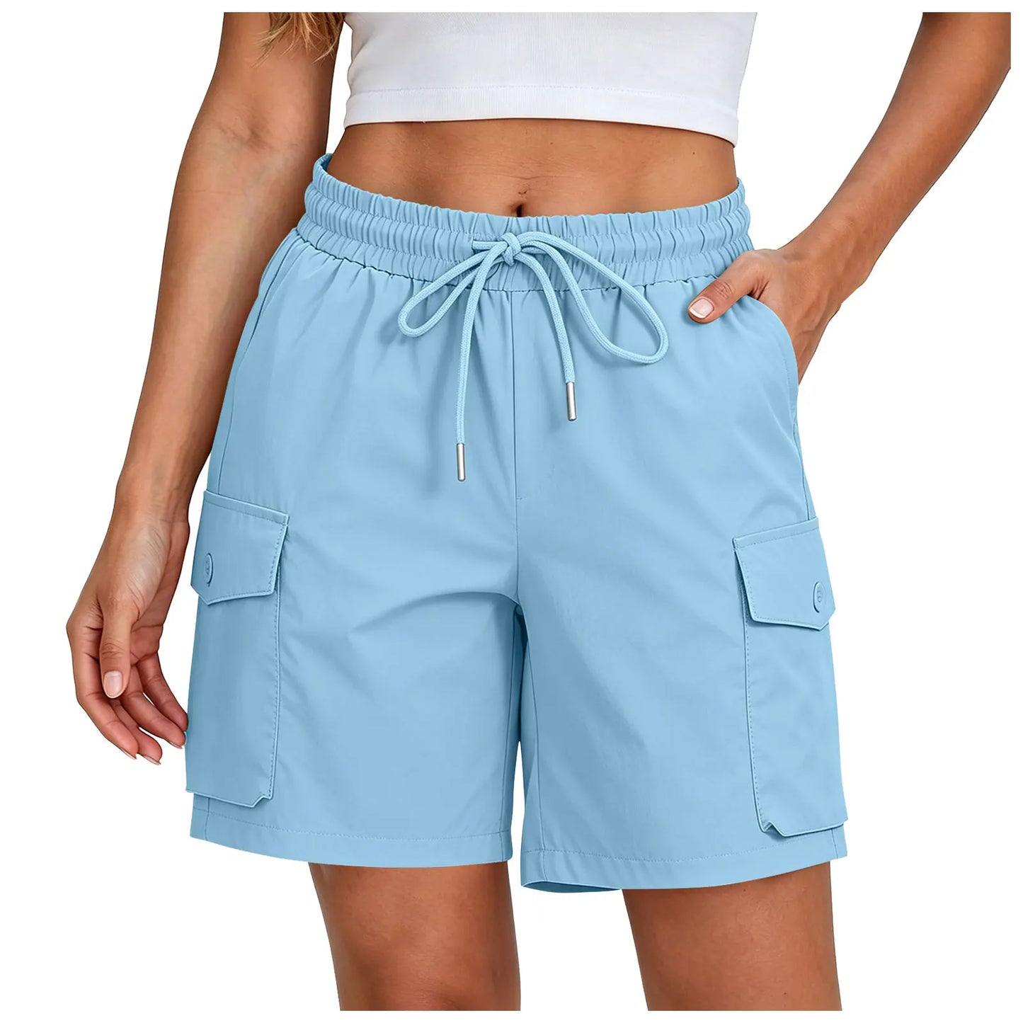 Women’s Summer Hiking Shorts - Lightweight Breathable High-Waist Multi-Pocket Cargo Shorts for Outdoor, Work & Streetwear