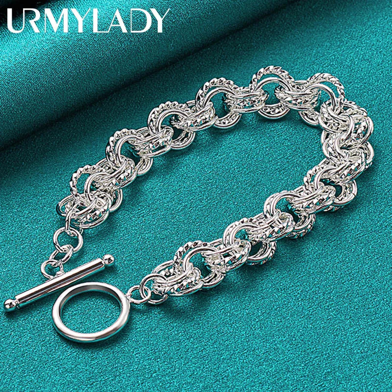 925 Sterling Silver Circle Bracelet – Elegant Fashion Jewelry for Wedding & Party, High-Quality Factory Price