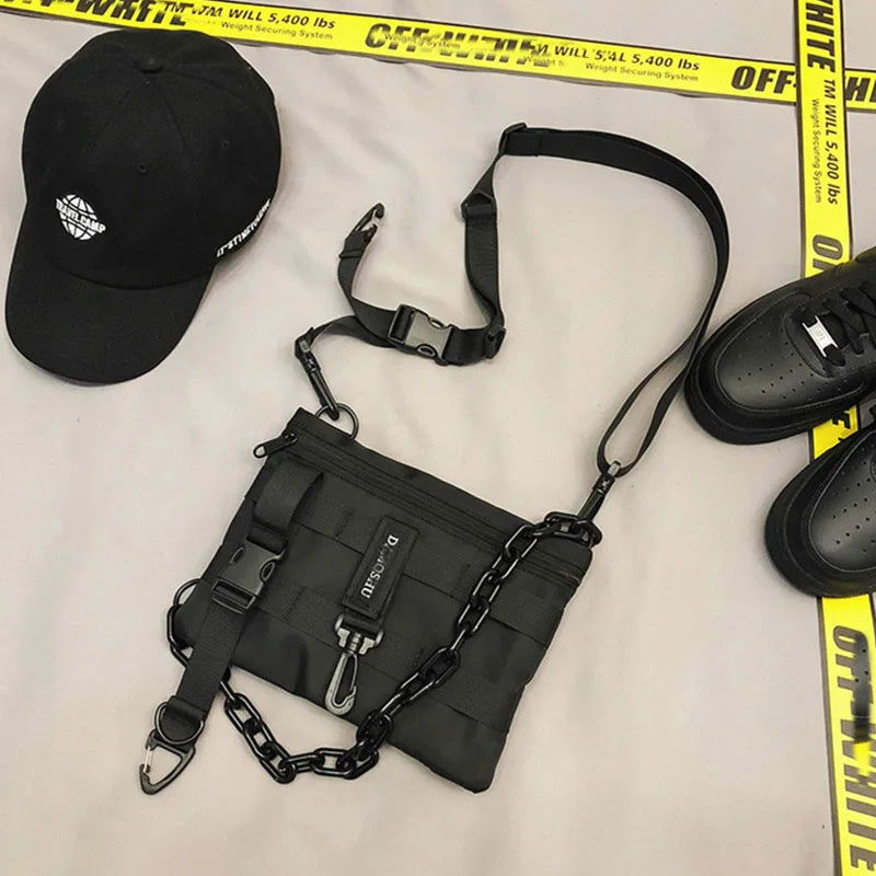 Versatile Style: Functional Tactical Chest Bag - Unisex Bullet Hip Hop Vest Streetwear Waist Pack, Black Wild Chest Rig Bag for Men and Women