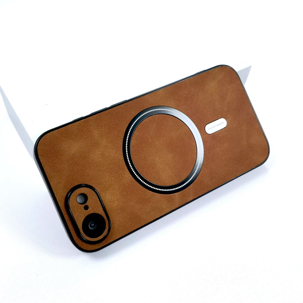 Luxury PU Leather MagSafe Case - Premium Wireless Charging Cover for iPhone 17, 16, 15, 14, 13 & 12 Pro Max