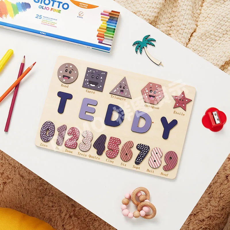 Montessori Personalized Wooden Name Puzzle — Custom Letter Board Educational Toy for Babies