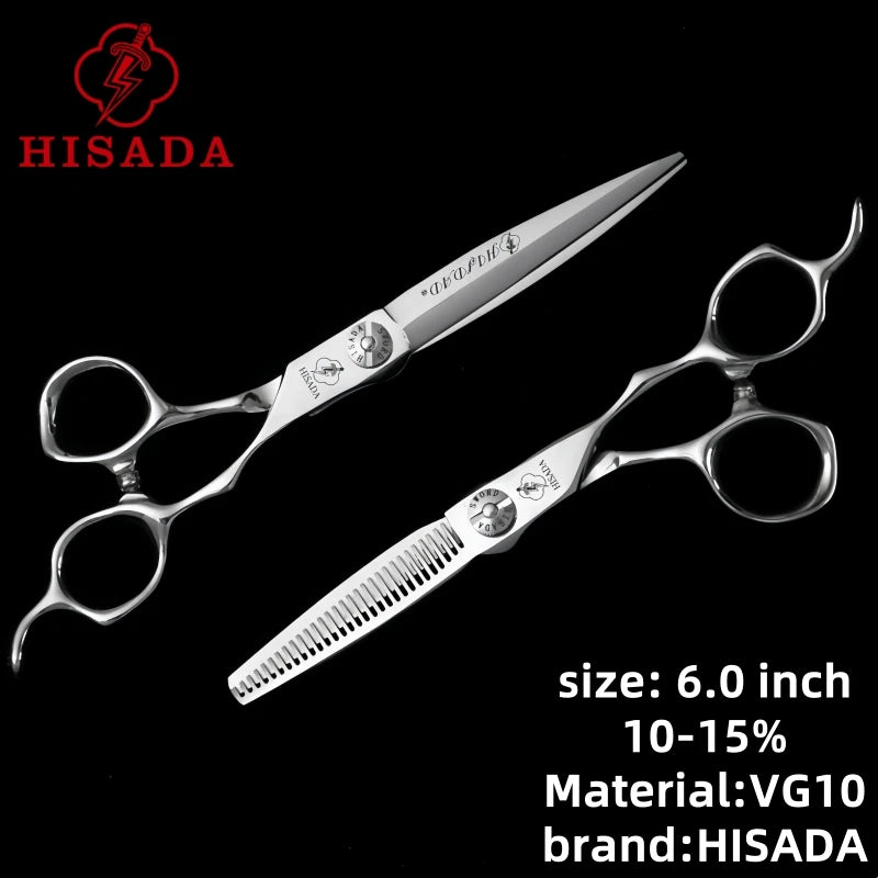HISADA Professional Hairdressing Scissors β 6.0 Inch VG10 Barber Scissors for Salon Hair Cutting