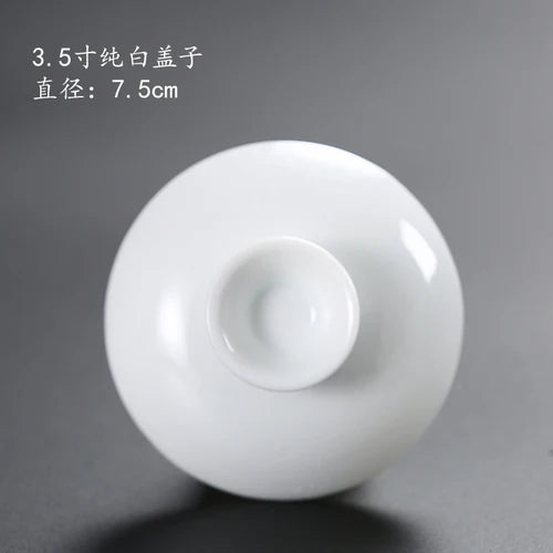 Ceramic Sancai Tea Bowl with Lid – Blue & White Porcelain Cover for Kungfu Tea Set Household Accessories
