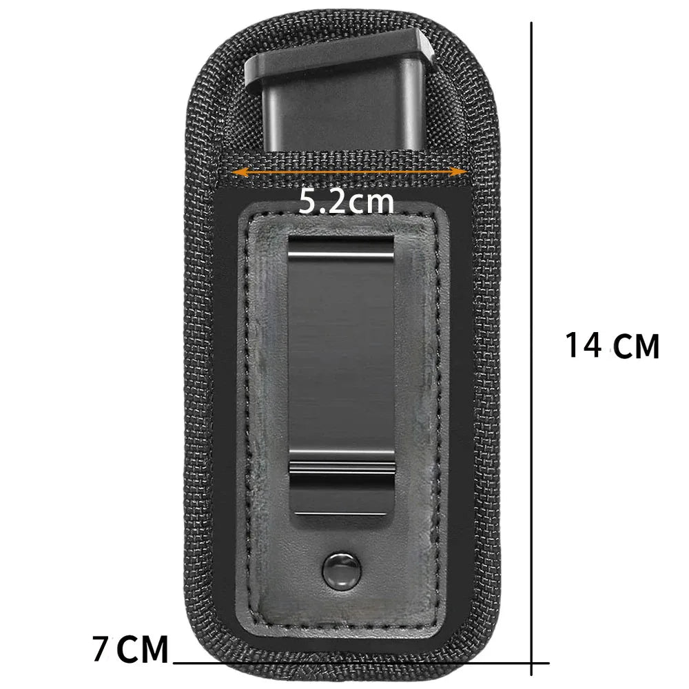 Single/Double Concealed Magazine Pouch – IWB Mag Holster for 9mm/.40/.45/.380/.357, Outdoor Waist Carry Case for Knife & Flashlight