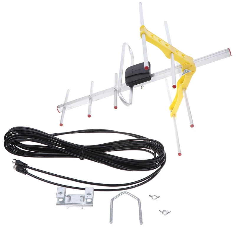 100 Mile Amplified Yagi TV Antenna - Long Range HD UHF/VHF/FM HDTV Signal Receiver