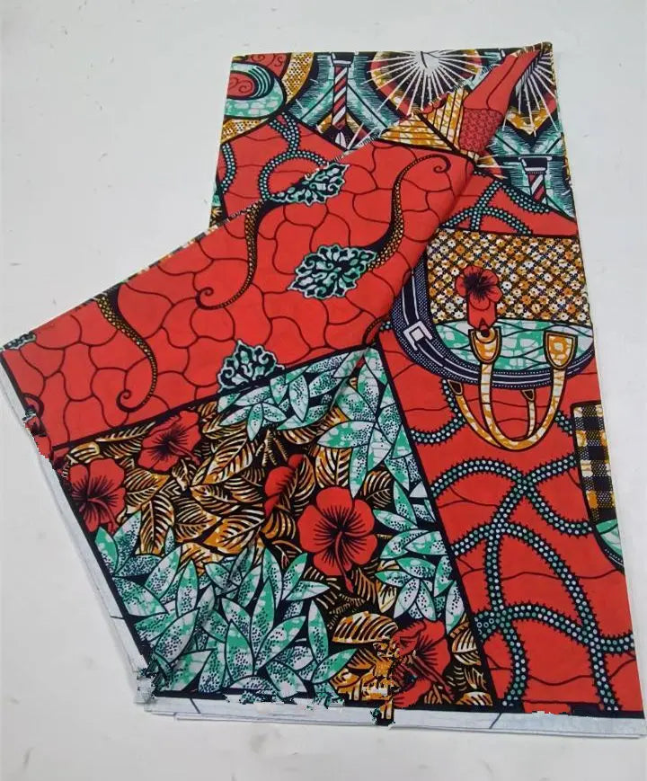 African Wax Print Fabric 6 Yards - Ghana Kente Design Ankara Kitenge Pagne