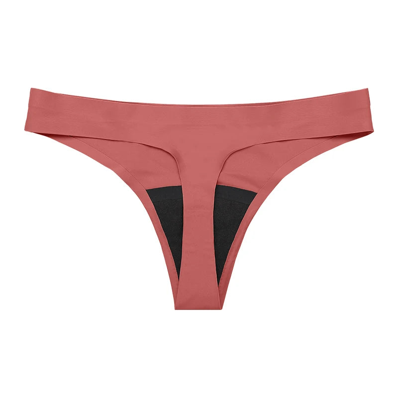 New Design Seamless Low Waist Leak-Proof Menstrual Thong Panties β 4 Layer Washable, Light Flow Period Underwear for Women