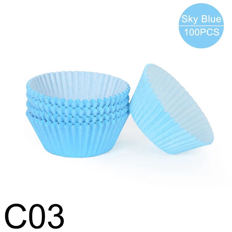 100pcs Oilproof Muffin Cupcake Liners β Solid Color Baking Paper Cups for Cakes, Birthday Party & Decorating Baking Tray Accessories