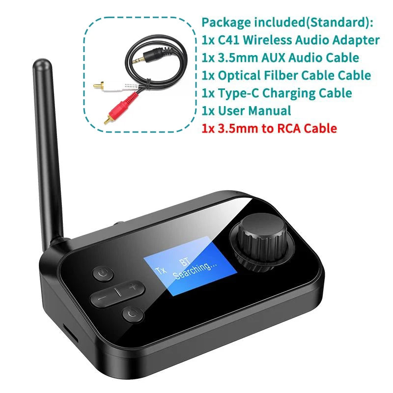 Multi-Function Bluetooth Audio Transmitter & Receiver | 3.5mm AUX, Optical, Coaxial Wireless Adapter DAC Converter for TV & PC